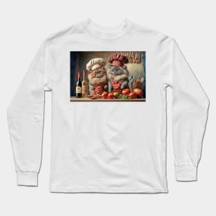 Two Himalayan Cat Chefs in the Kitchen Long Sleeve T-Shirt